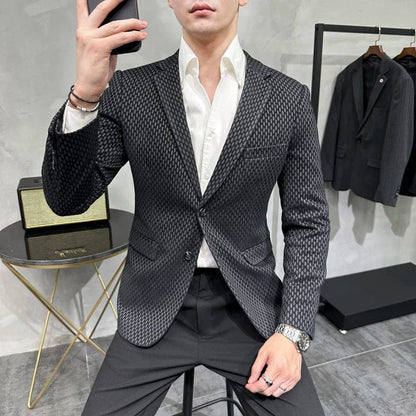 Black / Asian M is Eur XS Brand Clothing Men Spring High Quality Business Suit Jackets/Male Slim Fit Solid Color Office Dress Blazers/Man Coat 4XL-M