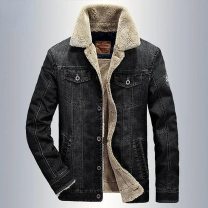 Black / Asian M is Eur XS Winter Denim Jacket Men's Wool Thick Thermal Men'Jacket Jacket Denim Coat Multi Pocket Denim Clothing Men's Outdoor Jacket L-6XL