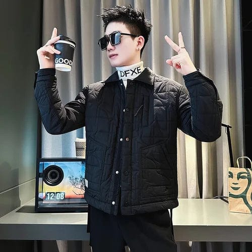 Black / M Autumn Winter Jacket Men Cotton Padded Jacket Korean Thickened Warm Puffer Thick Parka Casual Business Overcoat Men Clothing