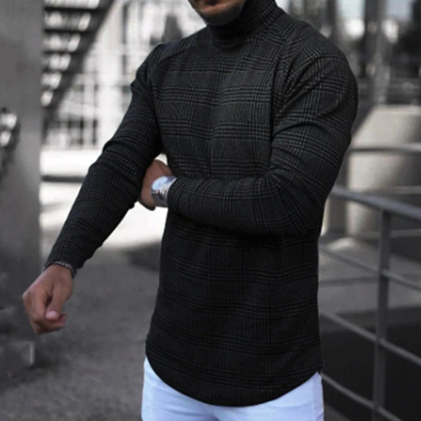 Black / M / CHINA Men's Sweater New Autumn Winter Hip Hop Sweater Men Streetwear Turtleneck Long Sleeve Slim Pullover Sweater Blouse Top