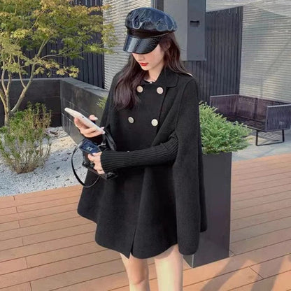 black / M Long Blends Women New Arrival Autumn Winter Design Casual Outwear Handsome All-match Mujer Daily Solid Harajuku BF Temperament