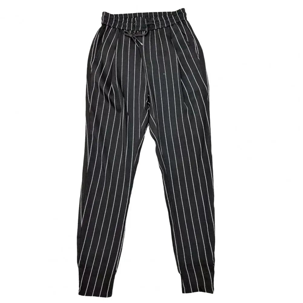 Mens striped sales drawstring pants