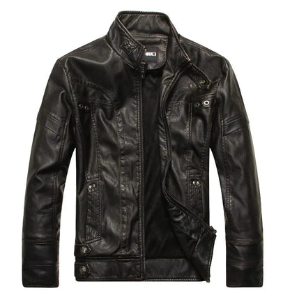 black / M Men's PU Jacket Standing Collar Short Bicycle Leather Jacket Paired with High-quality Fashionable Casual Men's Motorcycle Jacket