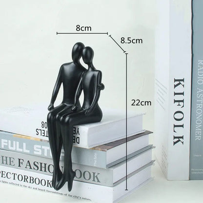 Black Romantic Couple Premium Resin Figurines Sculpture for Elegant Home Décor