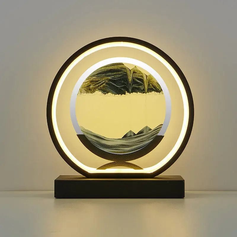 Black round-Black / Remote control Quicksand Glow: LED Hourglass Art Table Lamp - Unique Decorative Sand Painting Night Light for Bedroom and Home Décor