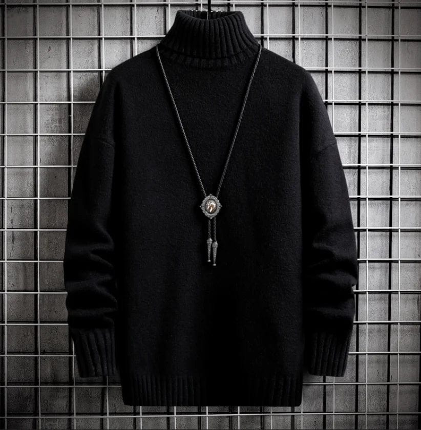 black / S Trendy Winter Turtleneck Cashmere Sweater for Men - Plush & Warm Solid Colour Pullover