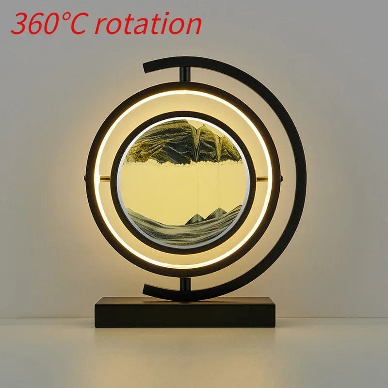 Black spin-Black / Remote control LED quicksand painting hourglass art unique decorative sand painting night light bedroom decoration glass hourglass table lamp