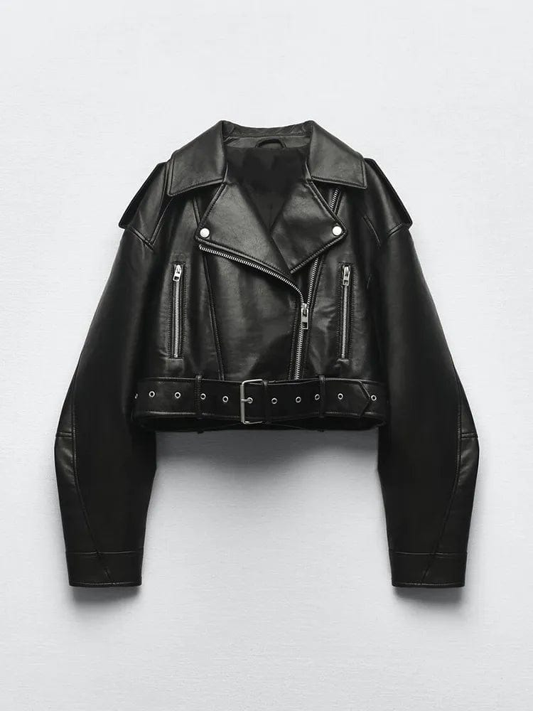 Short leather-effect jacket - Women | MANGO OUTLET USA