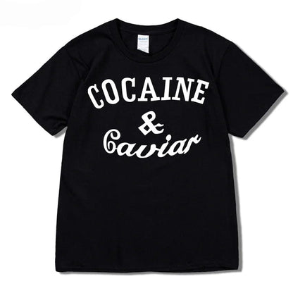Black / XS Caviar Lifestyle T-Shirt Streetwear Solid Colour O-Neck Short Sleeved