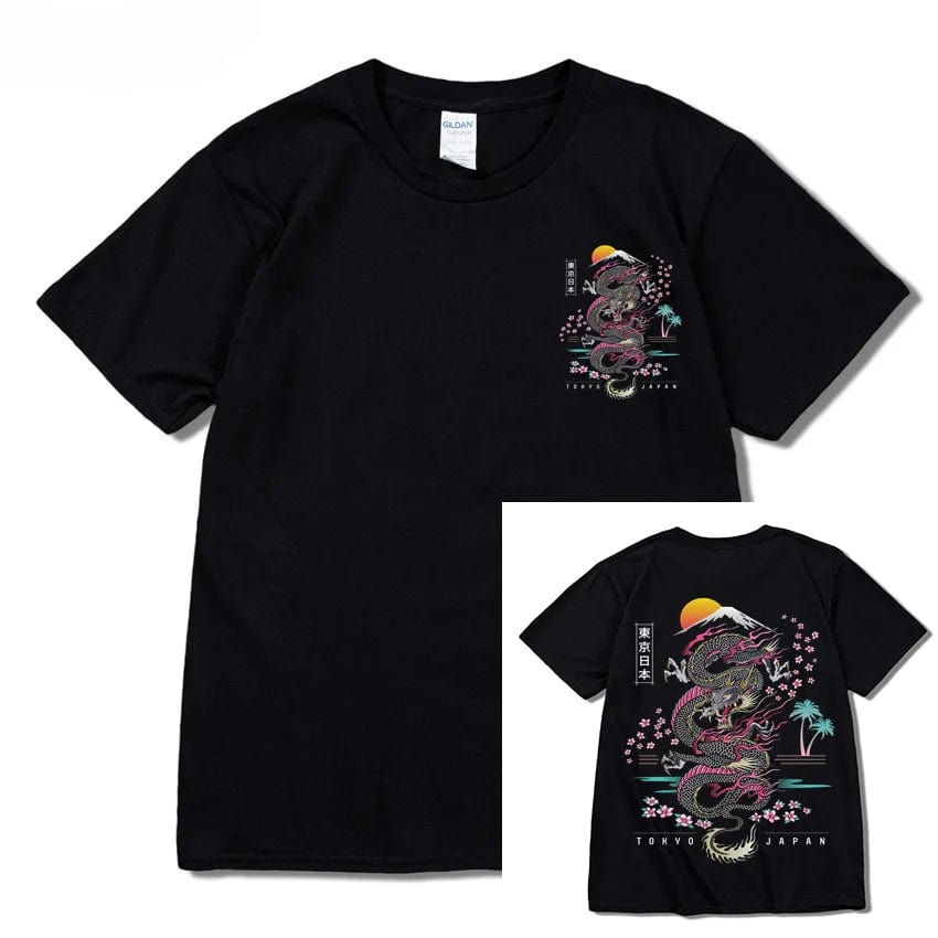 Black / XS Dragon T Shirt Tokyo Japanese Tanjirou Kamado Tee Shirt Men