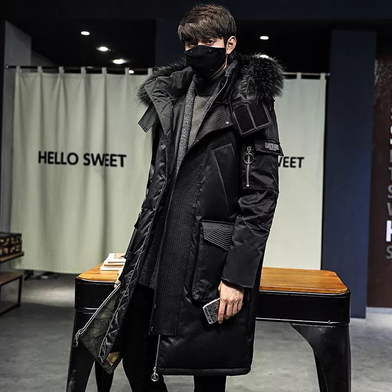 Black / XS Men's Winter Warm Jacket 2023 New Thick Casual Hooded Long Down Windbreaker Men Coat Brand Oversized Black Windproof Men Parkas