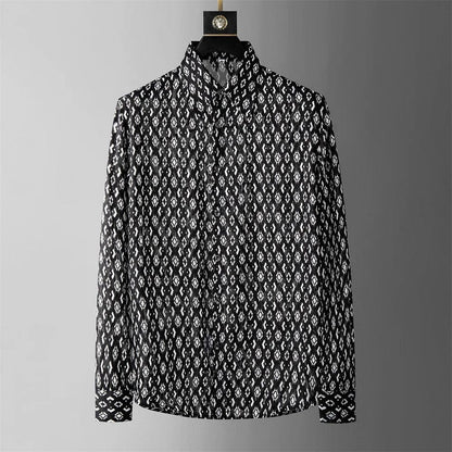 Black / XSMALL Luxury Plaid Shirt for Men Long Sleeve Smart Casual Business Attire