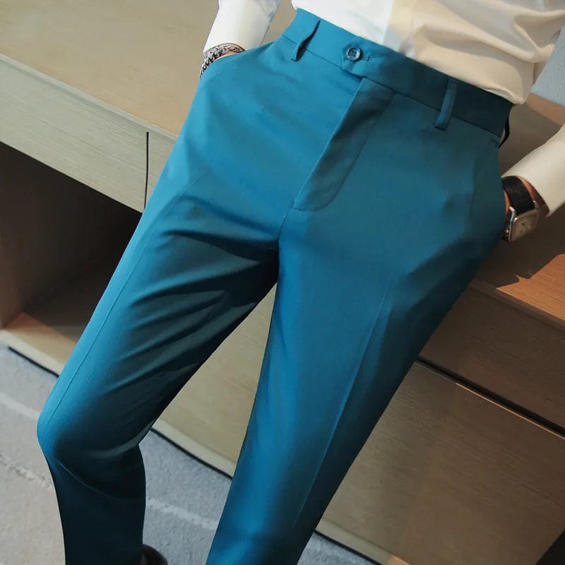 Blue / 30 / CHINA 2023 Autumn New Solid Straight Casual Pant High Quality Fashion Simplicity Men Suit Pants Formal Business Office Social Trousers
