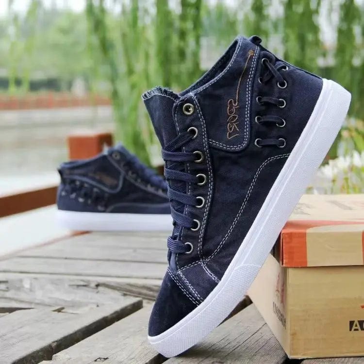 Blue / 39 Denim Canvas Shoes Men Sneakers Casual High Top Shoes for Men 2023 New Comfortable Trend Male Vulcanized Shoes Tenis Masculino