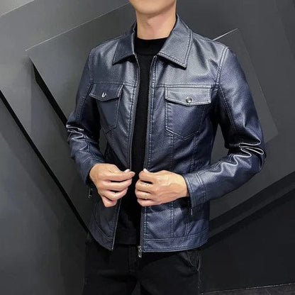 Blue / Asia S 47-51kg 2023 New Motorcycle Pilot Leather Jacket Fashion Brand Men's Designer Punk Wind Zipper Design Men's Slim Fit Jacket Coat S-5XL