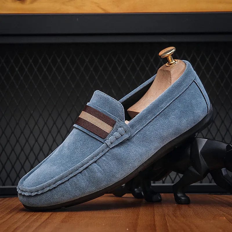 Blue / EU 38 - UK 5 - US 6 Effortless Style: Spring Suede Loafers for Men - Casual Slip-on Driving Moccasins with High-Quality Comfort for Stylish and Comfortable Walks