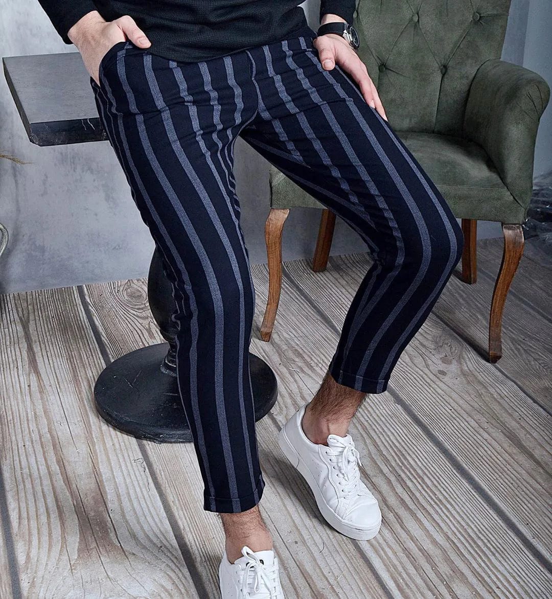 Blue / S Men's Pants New Classic Print Business Casual Trouser Slim Pencil Trouser Fashionable Formal Social Business Men's Pant Hot Sale