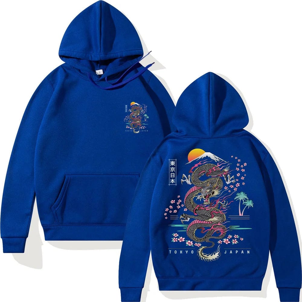 Blue / XS Japanese Dragon Anime Hoodie Casual Oversized Loose Hip Hop Harajuku Pullover Streetwear Hoody