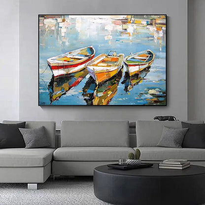 Boats Seascape Landscape Oil Painting Canvas Artwork Prints