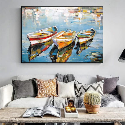 Boats Seascape Landscape Oil Painting Canvas Artwork Prints