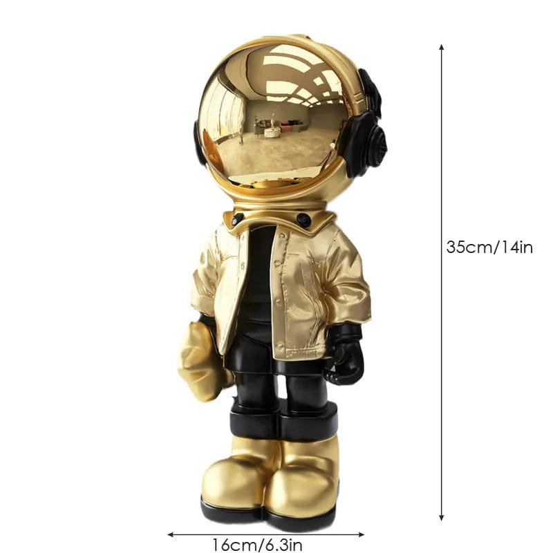 boy gold Space Odyssey Artworks: Resin Cartoon Astronaut Statues - Creative Home Decoration Figurines for Nordic Desktop Decor, Indoor Ornaments, and Thoughtful Gifts
