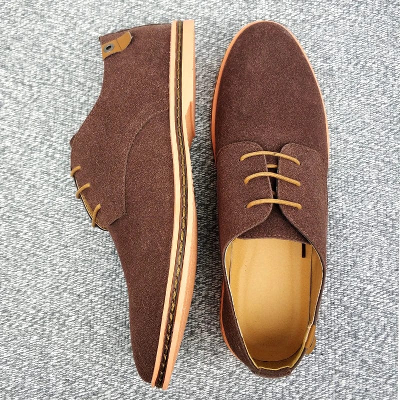 Brown / 39 2020 Spring Suede Leather Men Shoes Oxford Casual Shoes Classic Sneakers Comfortable Footwear Dress Shoes Large Size Flats