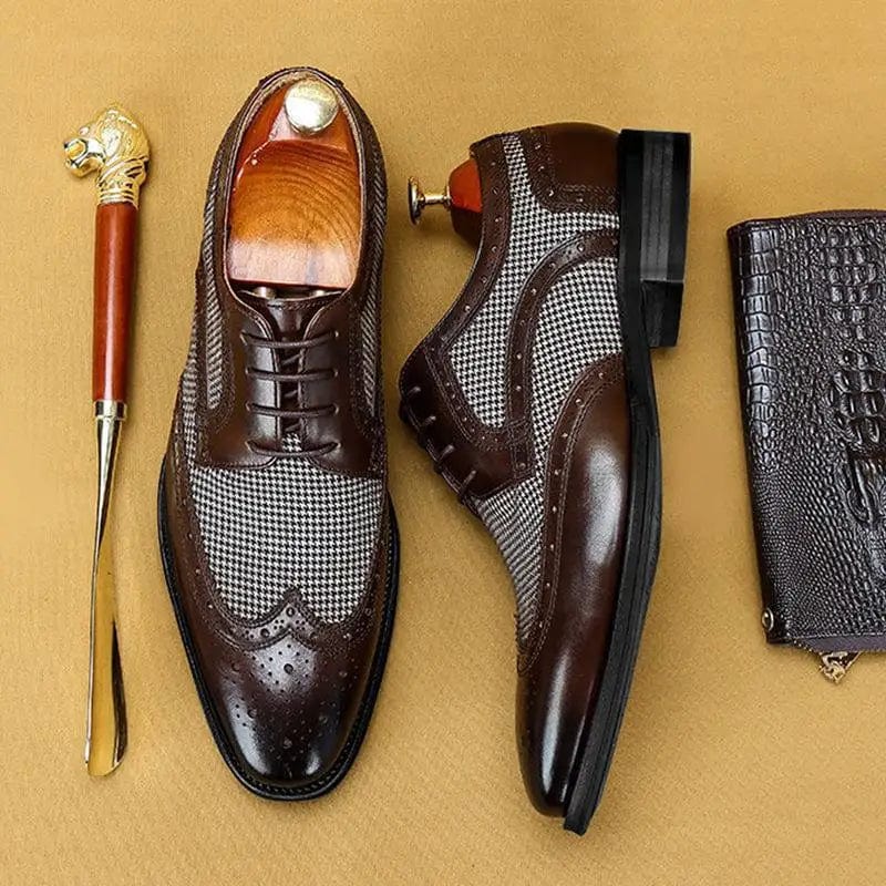 Brown / 40 Leather Brogues Men Big Size Fashion Wedding Party Men Dress Shoes Italian Designer Male Drivng Formal Shoes Lace Up Men Oxfords