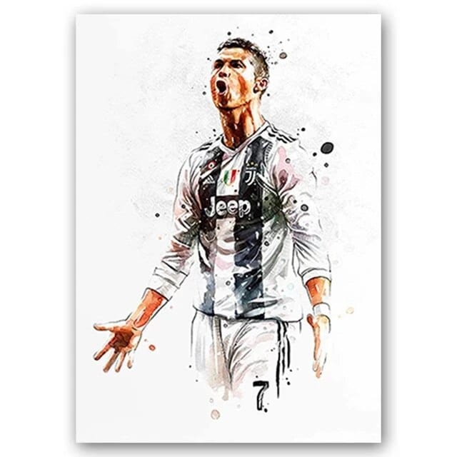 C.Ronaldo 2 / Small - 40X60cm Unframed Football Soccer Legends Vibrant Watercolor Wall Art Posters: High Quality Canvas Painting Prints for Home Decor, Bedroom, and Office