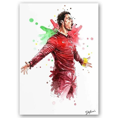 C.Ronaldo 3 / Small - 40X60cm Unframed Football Soccer Legends Vibrant Watercolor Wall Art Posters: High Quality Canvas Painting Prints for Home Decor, Bedroom, and Office