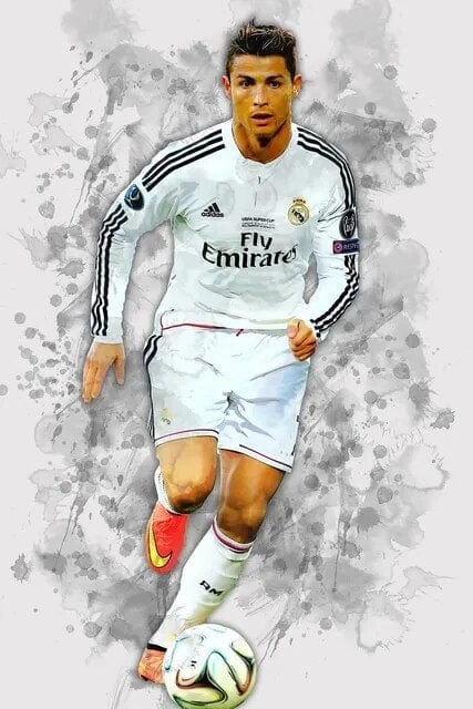 C.Ronaldo 5 / Small - 40X60cm Unframed Football Soccer Legends Vibrant Watercolor Wall Art Posters: High Quality Canvas Painting Prints for Home Decor, Bedroom, and Office