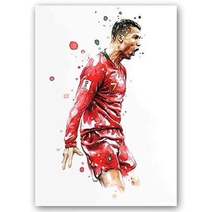 C.Ronaldo / Small - 40X60cm Unframed Football Soccer Legends Vibrant Watercolor Wall Art Posters: High Quality Canvas Painting Prints for Home Decor, Bedroom, and Office