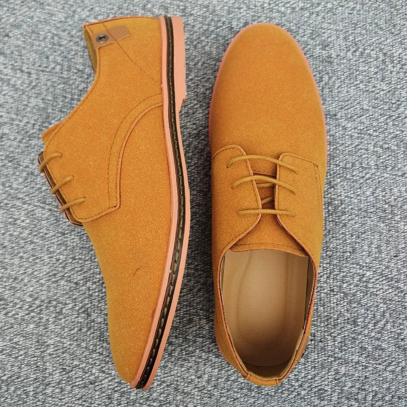 Camel / 39 2020 Spring Suede Leather Men Shoes Oxford Casual Shoes Classic Sneakers Comfortable Footwear Dress Shoes Large Size Flats