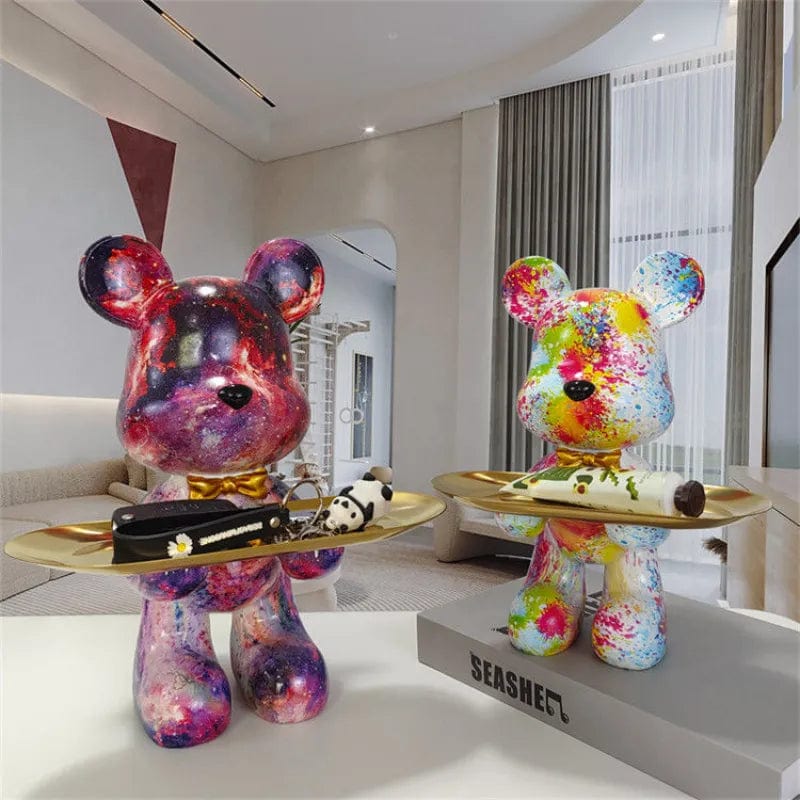 Cartoon Violent Bear Tray Decoration Living Room Multifunctional Storage TrayModern Bedroom Sculpture Desktop Decoration Statue