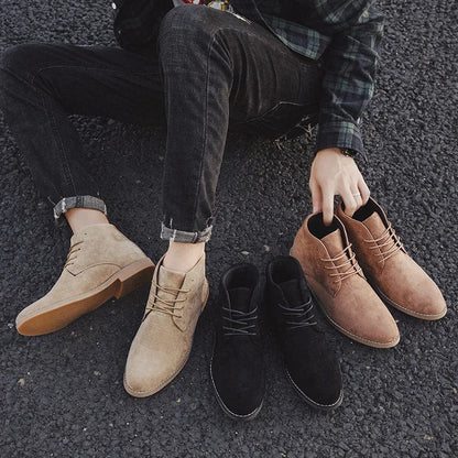 Chelsea Boots Men Spring  Autumn Classic Casual Boots Male Fashion Shoes Men Lace-up Casual Botas Black Brand Men's Boots 658