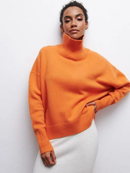 Chic Comfort: Women's Turtleneck Sweater - Solid, Elegant, and Thick for Warmth in Autumn and Winter - Long Sleeve Knitted Pullovers for Casual Sophistication