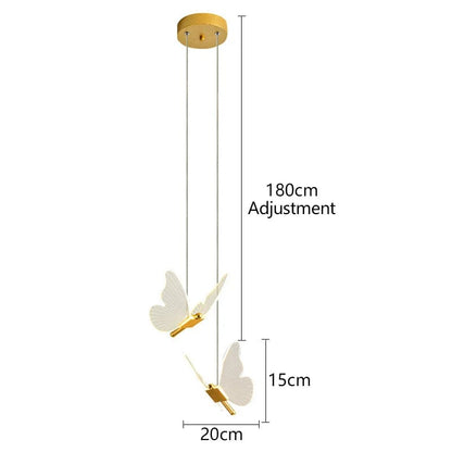 Cold White Nordic Golden Butterfly LED Pendant Lights: Elegant Chandelier Lighting for Living Room or Bedroom