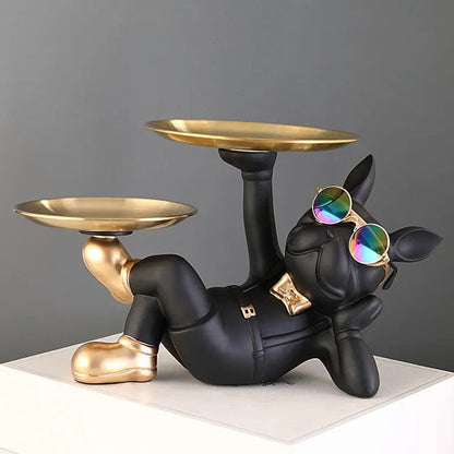 Cool Bulldog Animal Figurine: A Stylish Dog Statue Sculpture with sunglasses and trays for Living, Study, and Bedroom Home  Decor