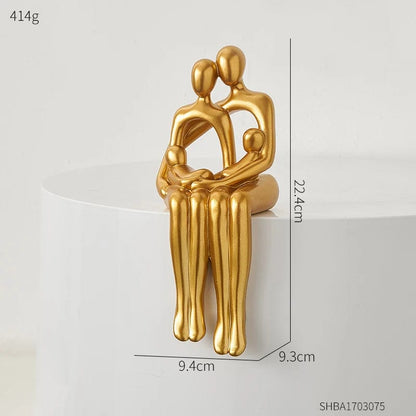 D Modern Golden Abstract Family Sculpture&Figurines for Interior Statue Resin Figure Living Room Decor Gift Decor Home