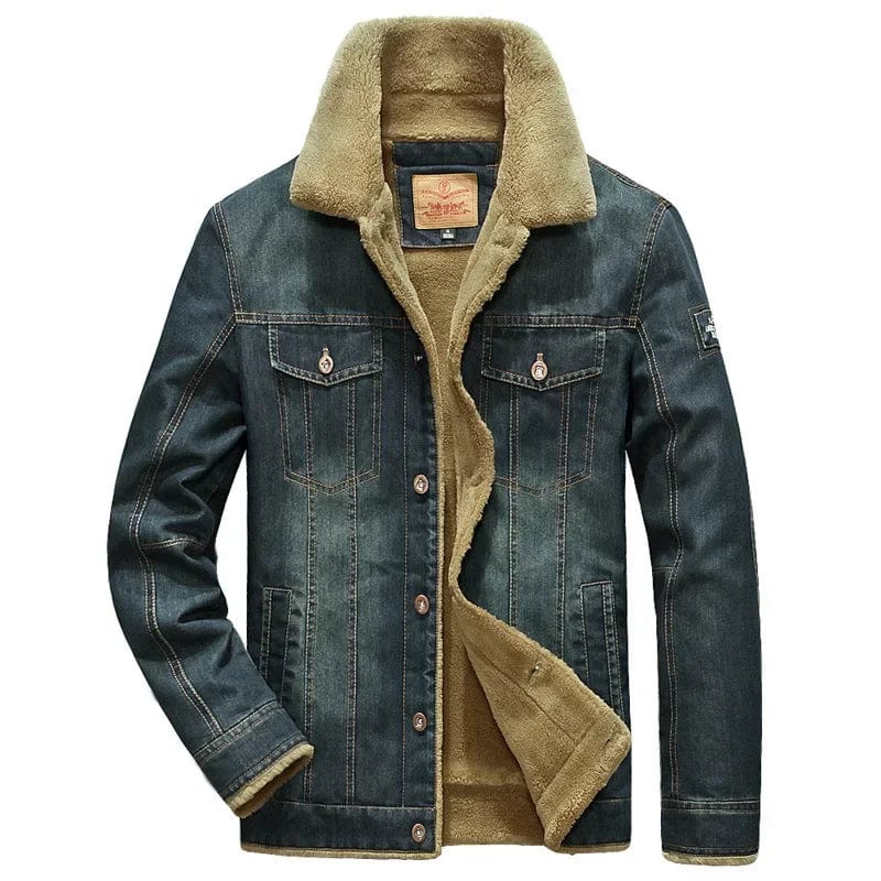 Winter Cashmere Warm Denim Jacket Solid Color Lambswool Long Sleeve Casual Denim  Jacket Men's Liner Padded Fleece Jacket L-4XL - AliExpress