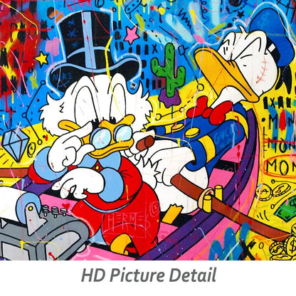 Disney Cartoon Donald Duck Canvas Prints Painting Colourful Graffiti Street Art Posters for Kids Room Cusdros One Piece Decor