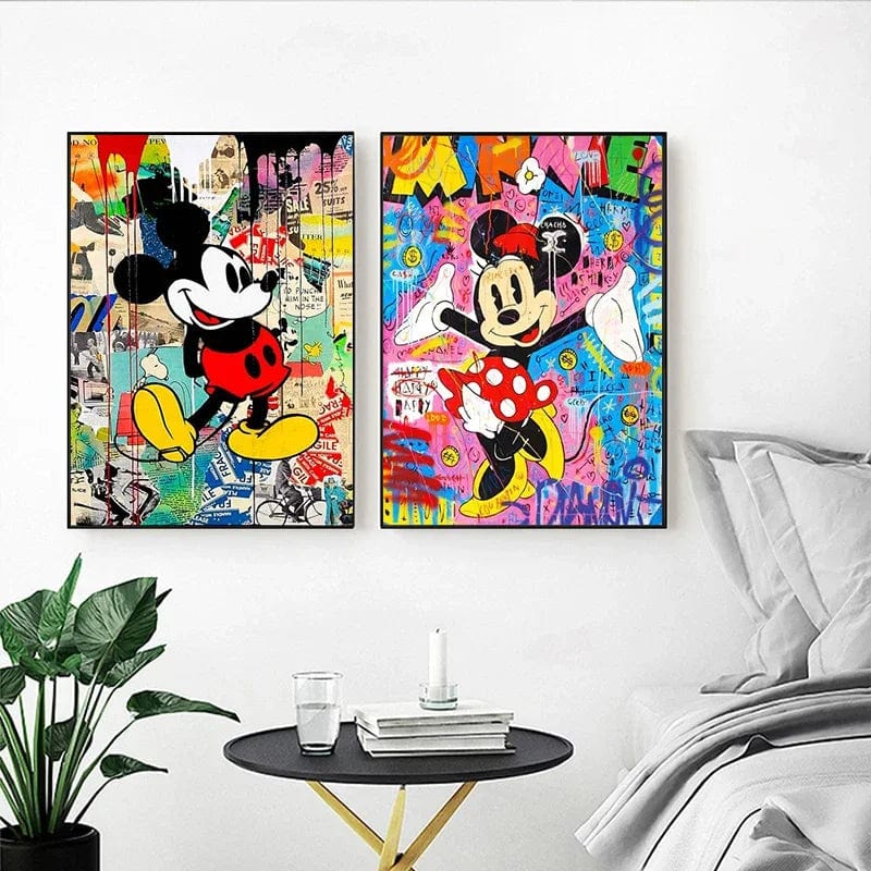 Disney Inspired Graffiti Cartoon Artwork Mickey Mouse Canvas Wall Art