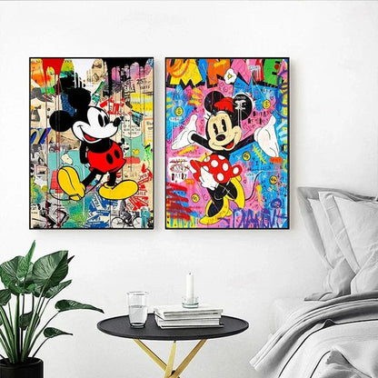 Disney Inspired Graffiti Cartoon Artwork Mickey Mouse Canvas Wall Art