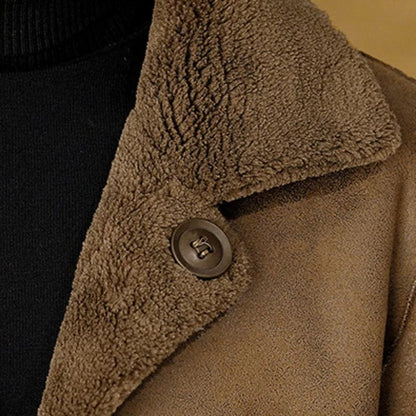 Double -sided Wear Winter Jacket Men Granular Velvet Splicing Slim Abrigo Largo Hombre Solid Color Coat Long Warm Jacket