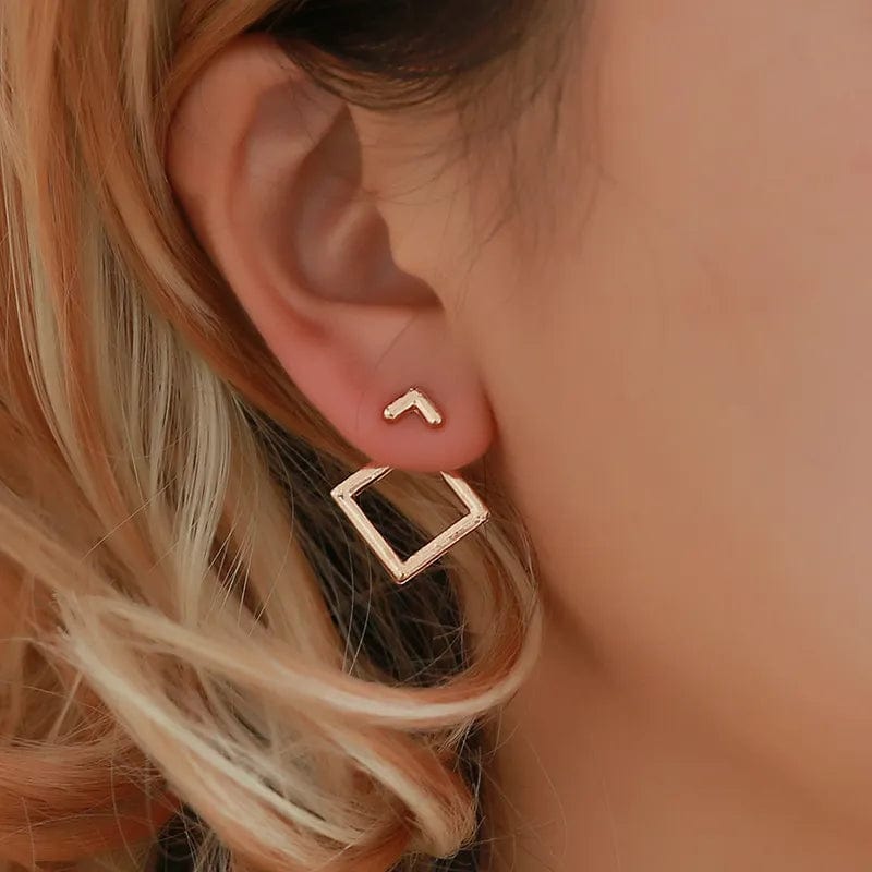 EK1349 Retro Metal Gold Color Multiple Design Stud Earrings for Women