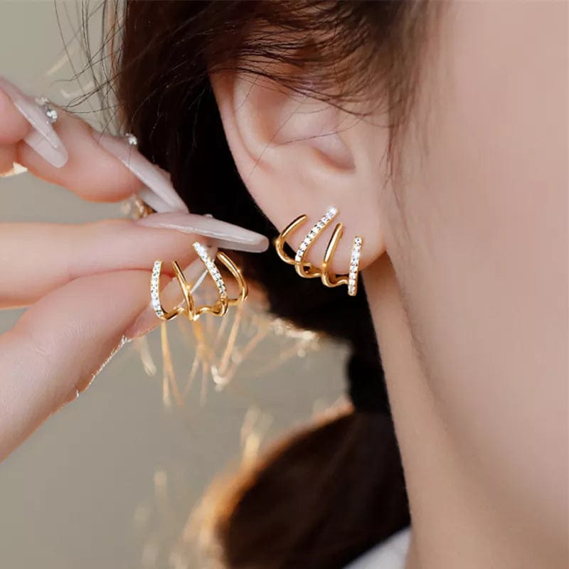EK4026 Retro Metal Gold Color Multiple Design Stud Earrings for Women