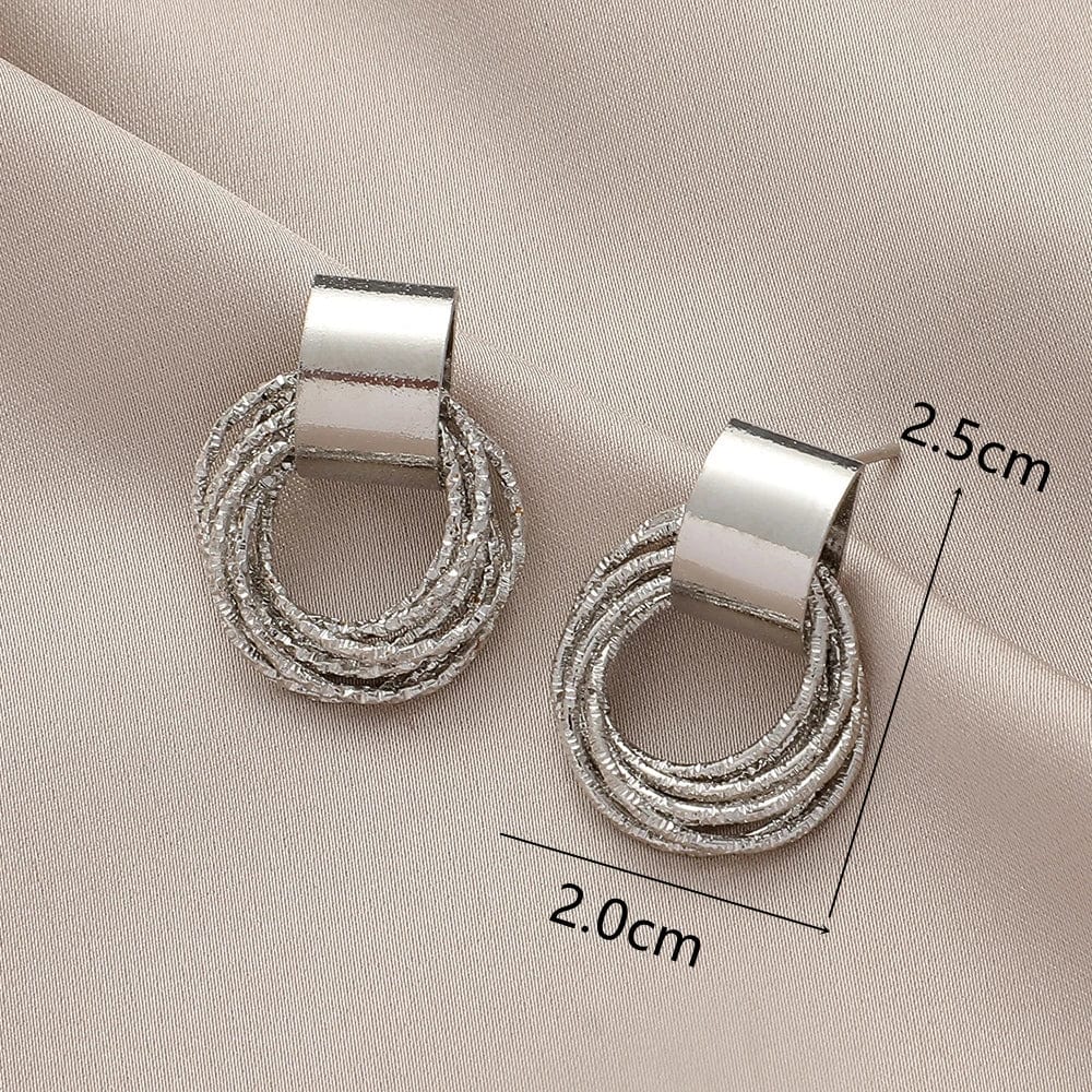 EK5122 Retro Metal Gold Color Multiple Design Stud Earrings for Women