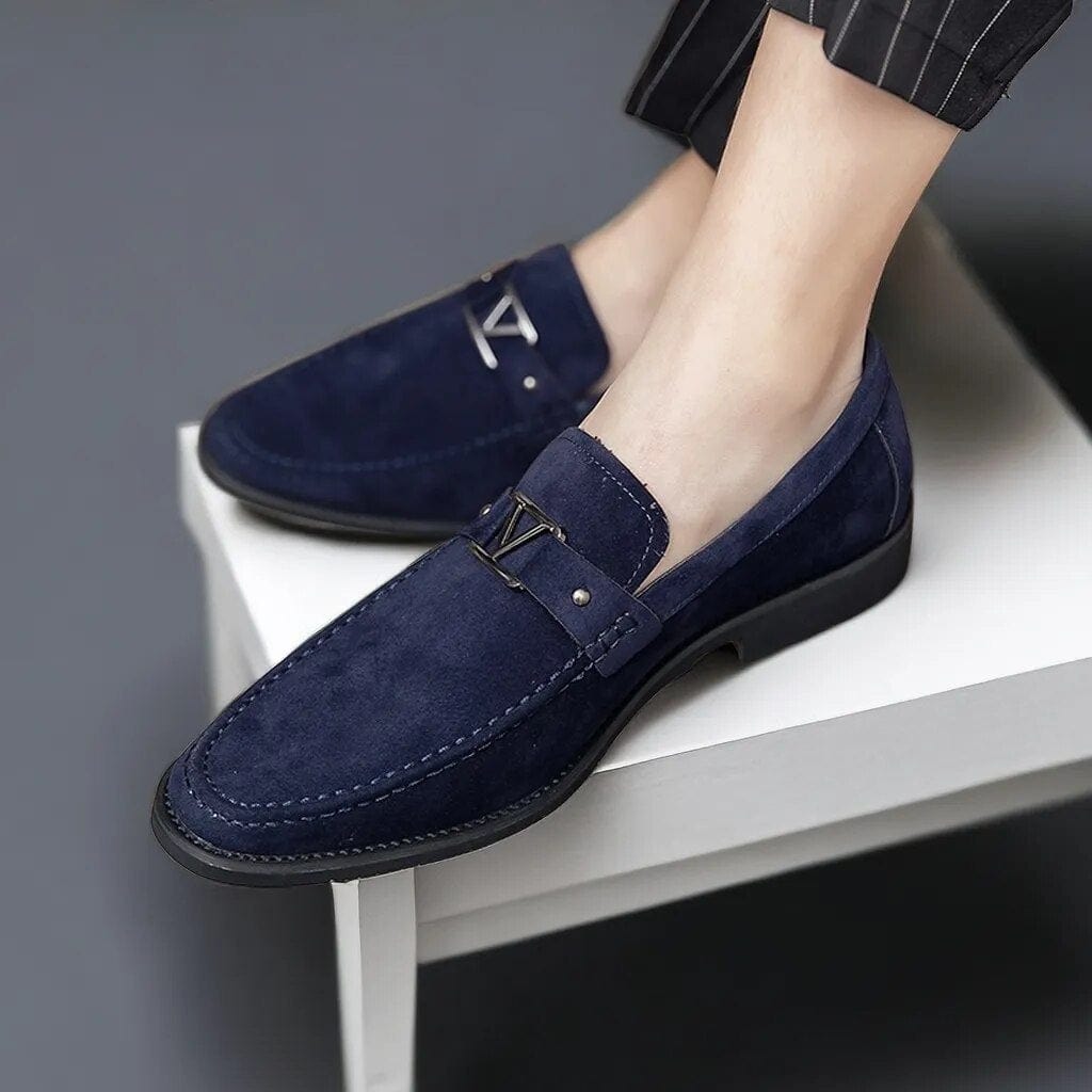 Elegant Slip-on Loafers: Choose from Obsidian Black or Deep Blue, Enjoy the Ease of Breathable Handmade Solid Shoes