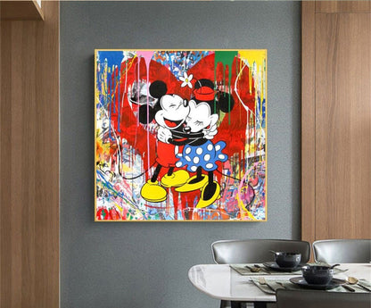 Famous Disney Cartoon Artwork Canvas Prints Mickey Mouse Minnie Love