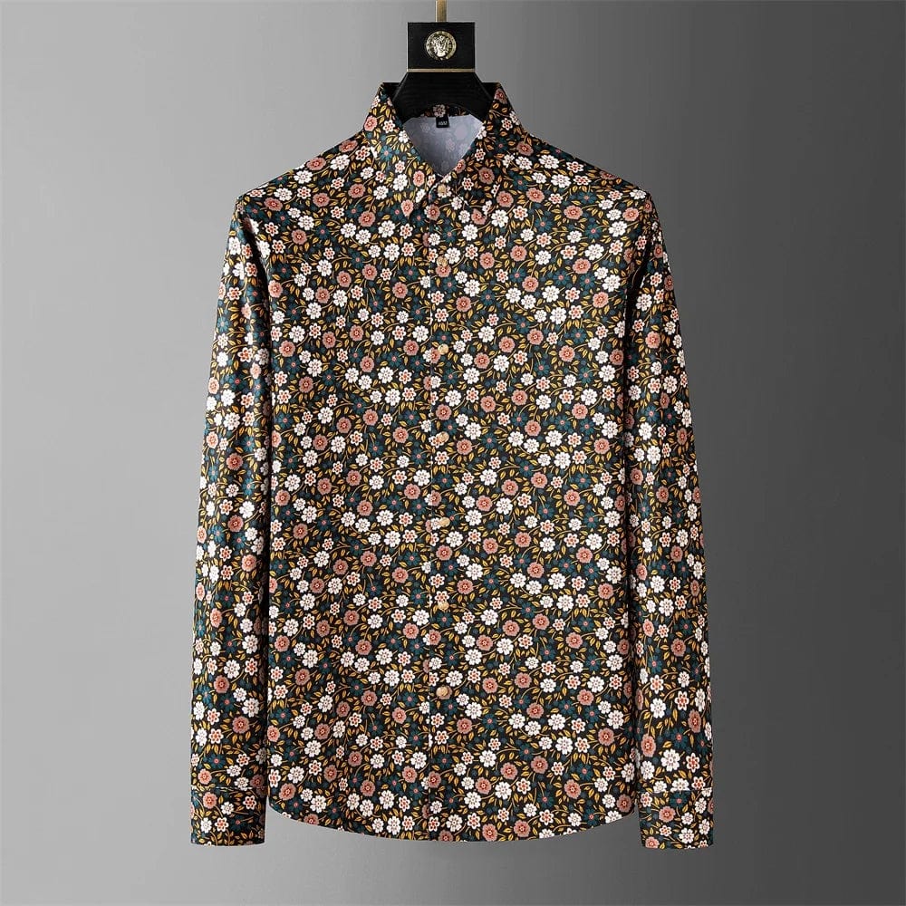 Floral / XS Men's Long Sleeve Flower Shirt: Casual, Business Office Dress, and Party Attire