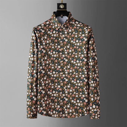 Floral / XS Men's Long Sleeve Flower Shirt: Casual, Business Office Dress, and Party Attire